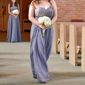 Bill Levkoff Pewter Chiffon Dress